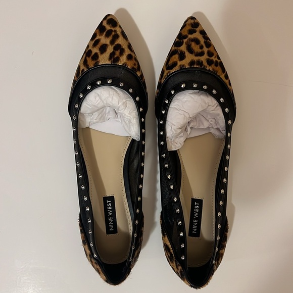 Nine West Bizziep2 Leopard/Cheetah & Black Pointy Toe Flat - Only wore once! - Picture 9 of 12